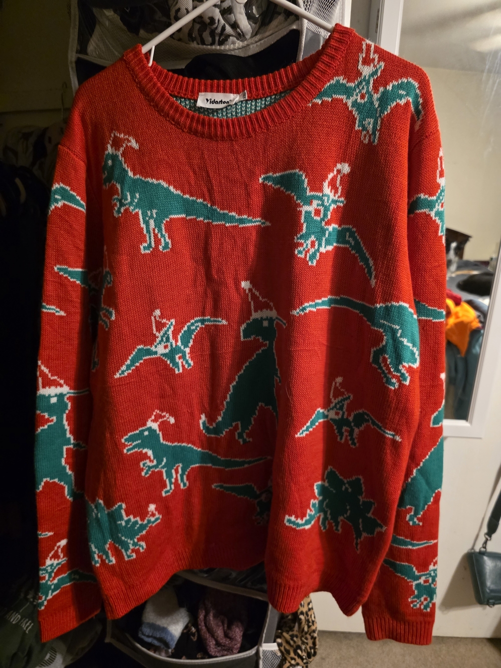 Red Dinosaur Knit Sweater -